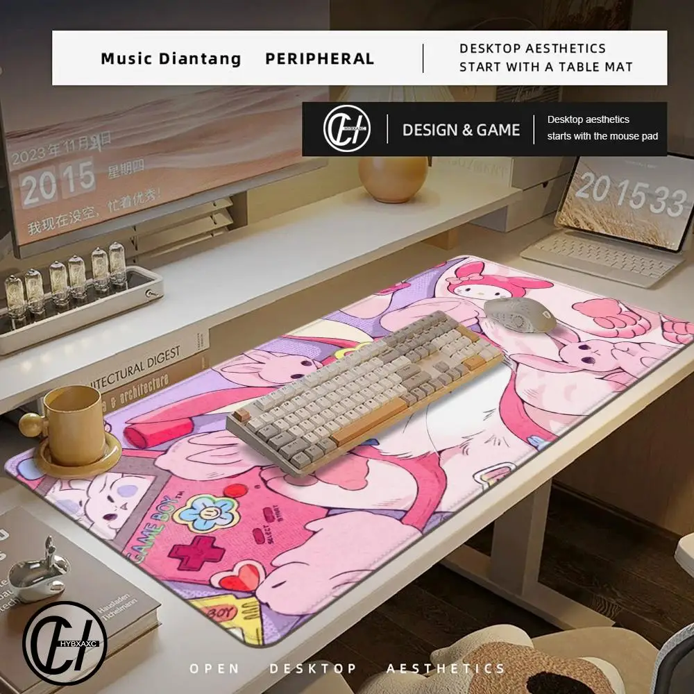Alfombrilla de ratón extendida de gato Sakura de Anime Kawaii, alfombrilla de ratón de oficina, alfombrillas de teclado de velocidad para juegos, alfombra de mesa, alfombrilla de escritorio para Gamer de ordenador - imagen 3