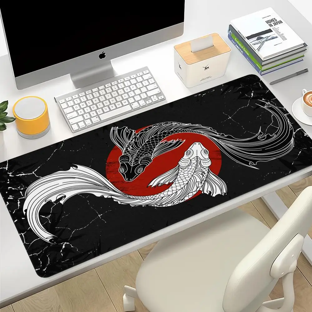 Alfombrillas de ratón de mesa neutras Yi Yang Fish Taichi, 100x50cm, alfombrilla de escritorio para ordenador, alfombrillas de ratón grandes para jugadores, Alfombrilla negra XL - imagen 2