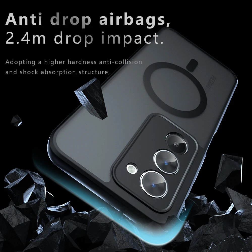 Funda Magsafe para Redmi 15 5G mate esmerilado TPU transparente magnético Anti-amarillo cubierta para Xiaomi Redmi 15 5G parachoques a prueba de golpes - imagen 2