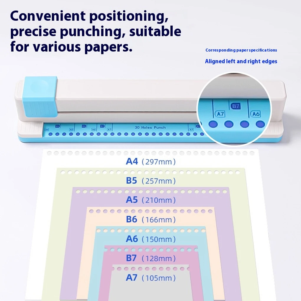 Punzonadora de 30 agujeros DIY, empuje manual A4 B5 A5 B6 A6 B7 A7, máquina de papel, punzonado Manual de Collar de documentos, máquina de papel DIY - imagen 2