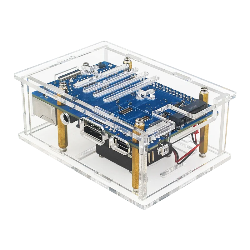 Carcasa protectora transparente de acrílico Orange Pi 4A con disipadores de calor de ventilador de refrigeración para Orange Pi 4A opcional - imagen 4