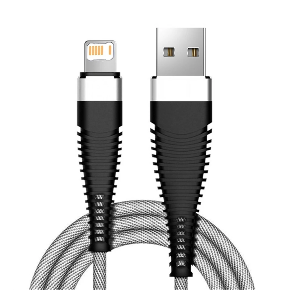 Cable USB de carga rápida antiflexión trenzado de tela para iPhone 11 12 13 Mini 14 Pro XS Max X XR 7 8 Plus Cable de datos de carga rápida - imagen 4