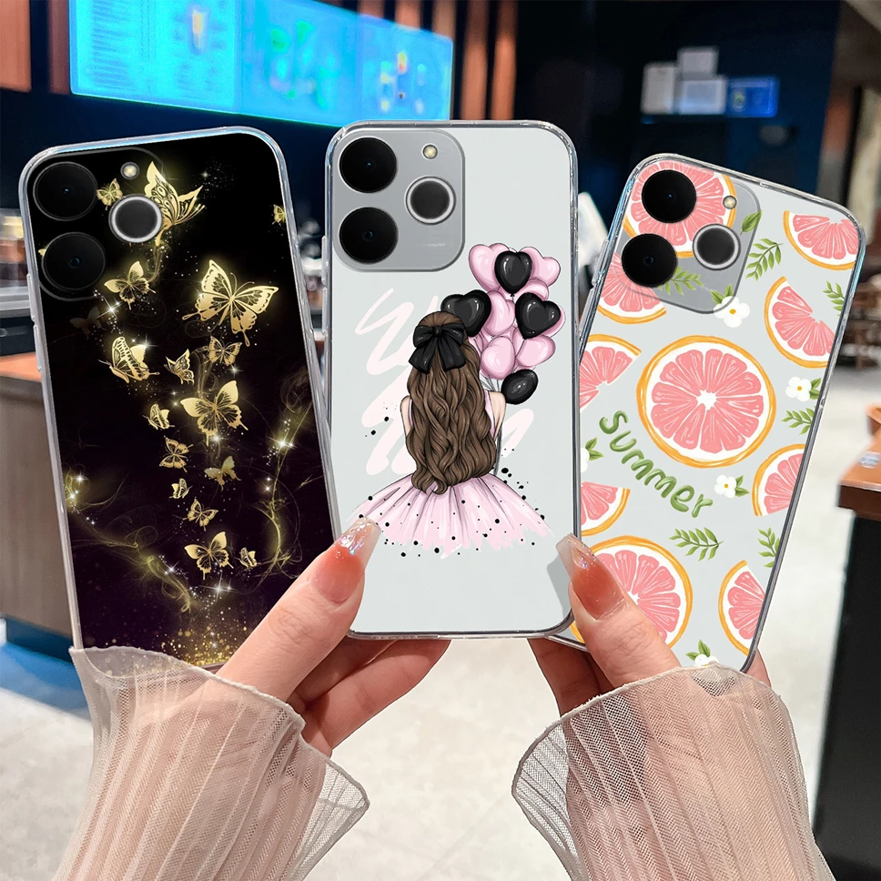 Para Realme Note 70 70T 4G Funda de teléfono flores coloridas suave delgada TPU Funda transparente de silicona para Realme Note70 Funda antideslizante - imagen 5