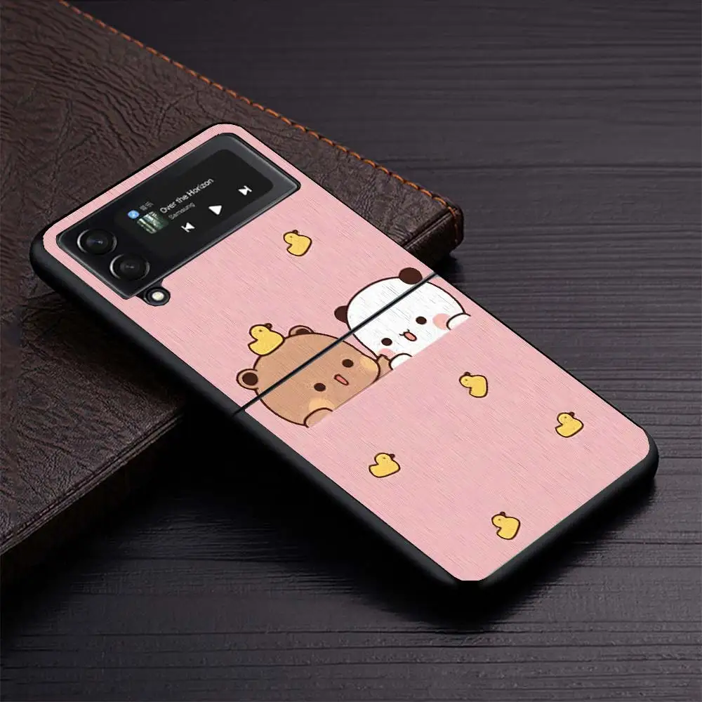 Fundas de teléfono negras con bonito gato melocotón Goma para Samsung Z Flip 7 6 5 4 3 galaxia de lujo ZFlip7 ZFlip6 Flip5 Flip4 Flip3 funda Z F - imagen 4