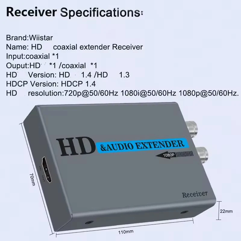 Extensor HDMI coaxial Full HD para TV Box sin latencia - imagen 3