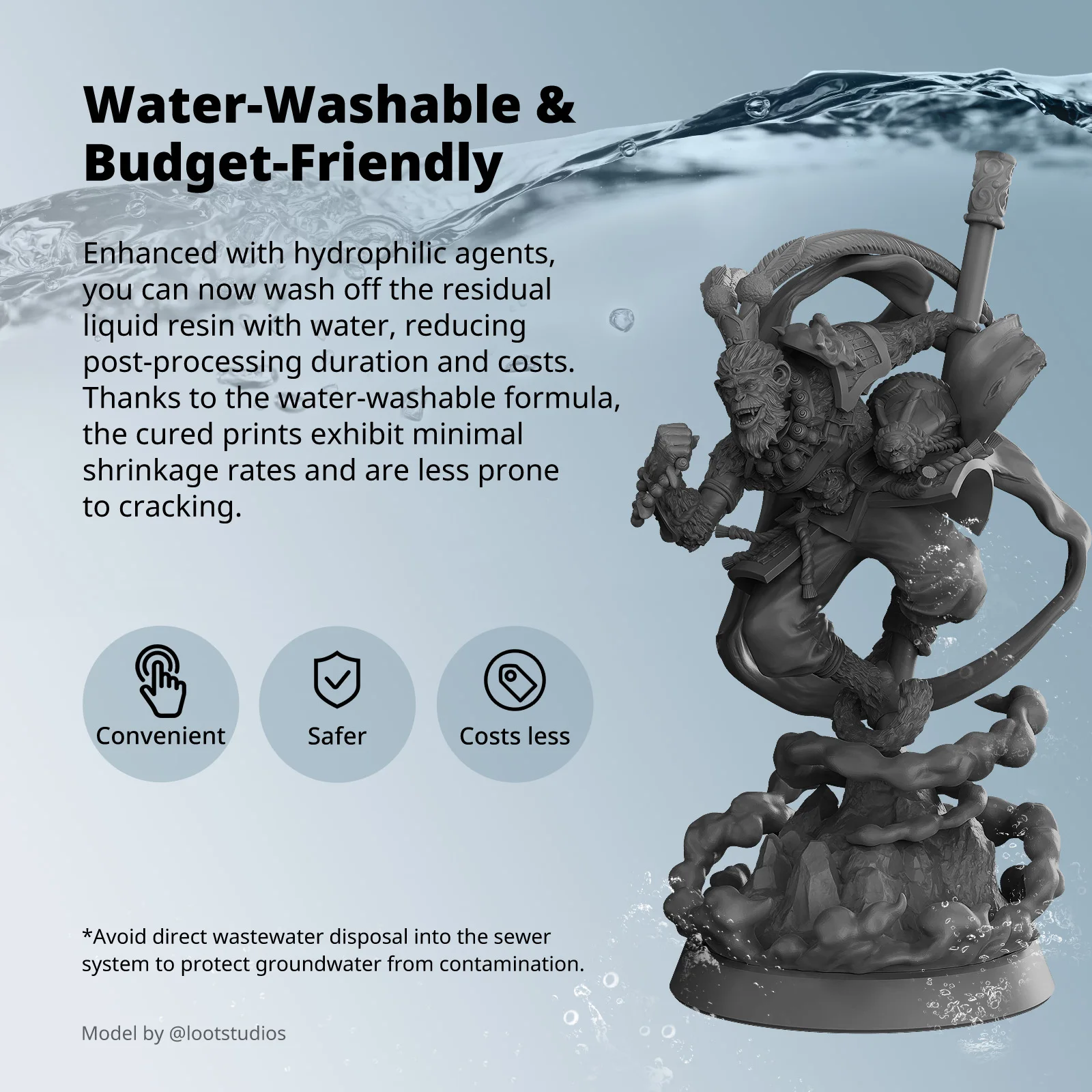 El más nuevo ANYCUBIC resina ABS lavable al agua 3,0 para impresora 3D LCD alta precisión baja tasa de contracción fotopolímero impresión 3D - imagen 3