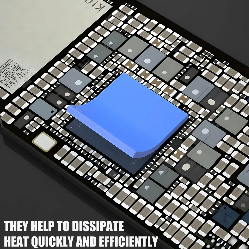 1 caja de 100 Uds. Hoja de silicona suave con aislamiento térmico, resistencia a altas temperaturas, placa base CPU IC GPU, reparación, esteras precortadas - imagen 3