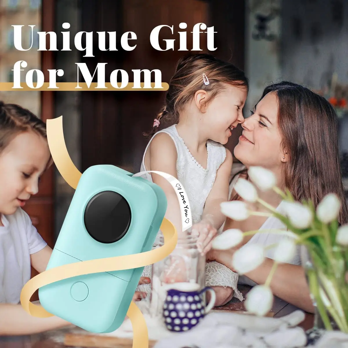 Phomemo-máquina portátil D30 para hacer etiquetas adhesivas, impresora térmica de mano con caja de regalo de 5 rollos para el hogar, la Oficina y la escuela - imagen 4