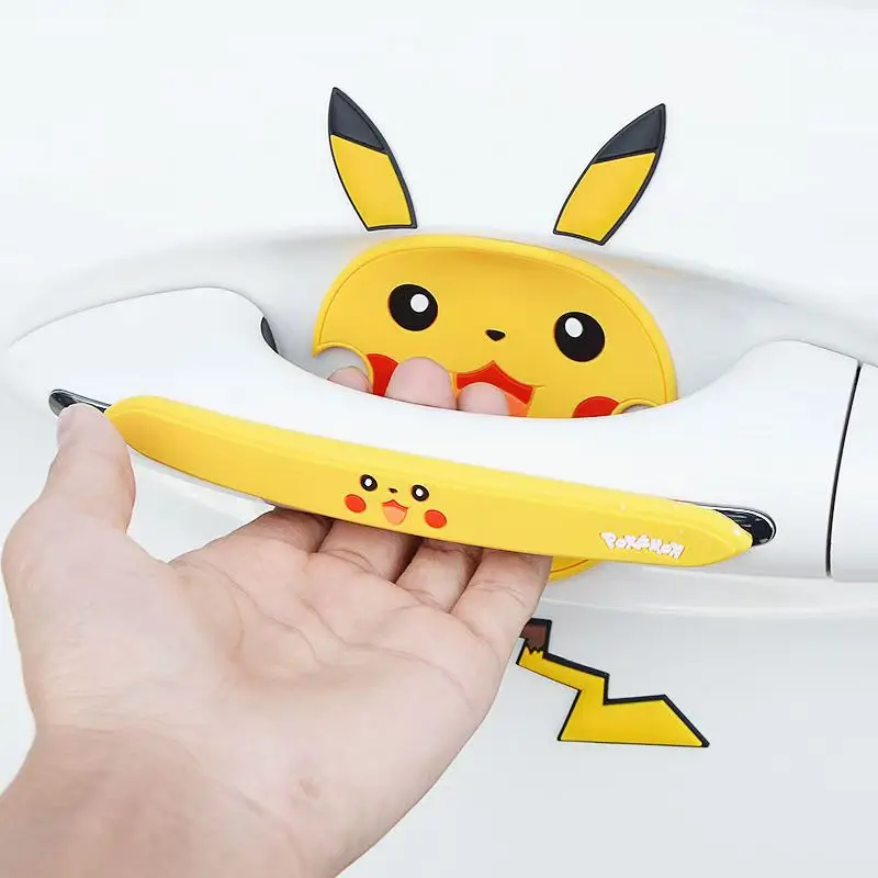 Pegatina Anticolisión de Anime Pokemon para manija de puerta de coche, decoración de tazón de puerta de Pikachu, elimina huellas, antiarañazos pegatina, regalo - imagen 5
