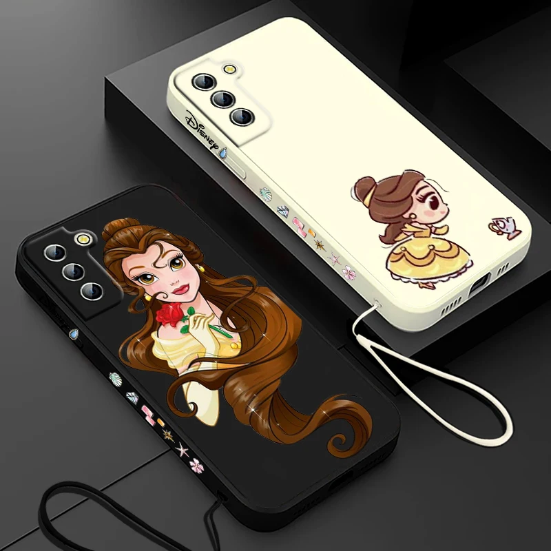 Funda de teléfono de La Bella y La Bestia para Samsung Galaxy, carcasa Ultra líquida con cuerda izquierda, S24, S23, S22, S21, S20 Pro FE Plus - imagen 2