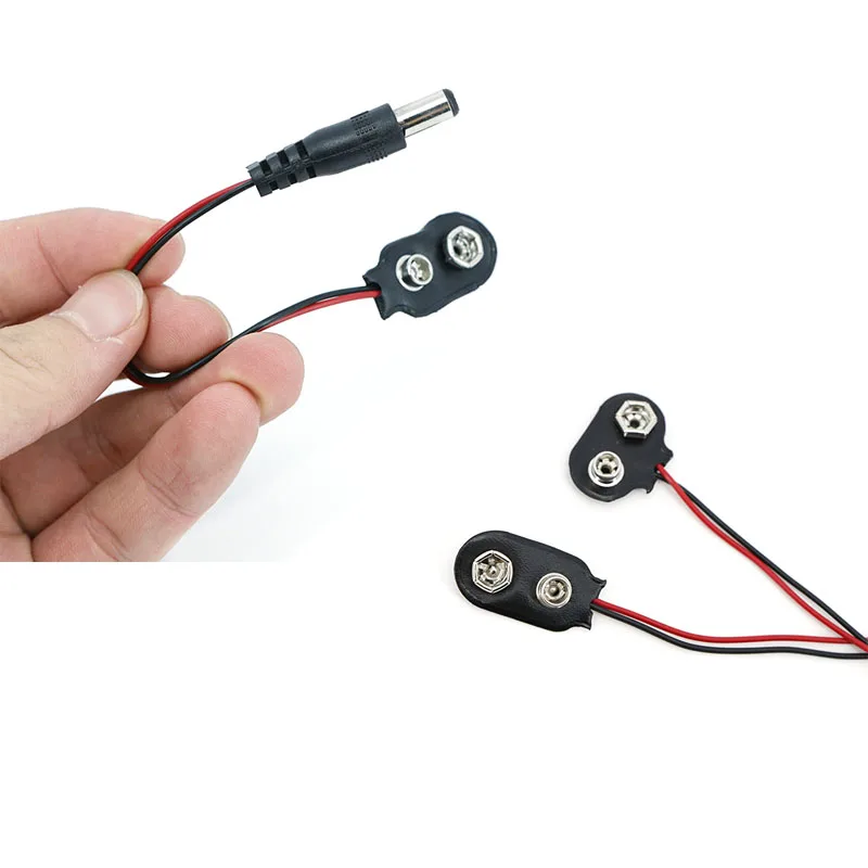 DC 5,5x2,1 MM a 9V batería T I tipo Clips conector hebilla conectar cables negro rojo Cable conexión A7