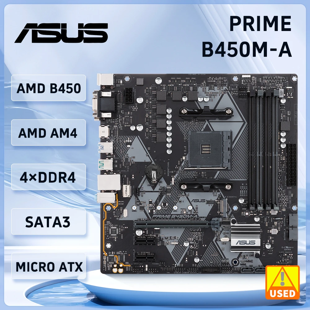 Placa base B450 B450M For Asus PRIME B450M-A placa base AM4 para Ryzen 5 5600G 3400G 1700 5700 cpus DDR4 128GB USB3.1M.2 Micro ATX