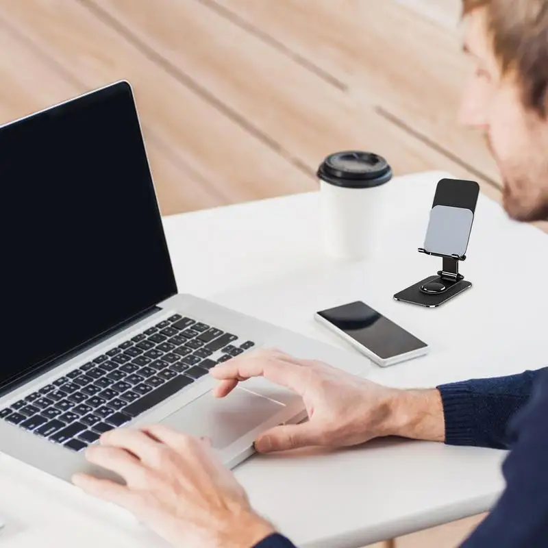 Soporte para teléfono móvil de escritorio, aleación de aluminio, giratorio 360, ajustable, plegable, soporte para teléfono, dispositivos electrónicos, suministros de mesa - imagen 3