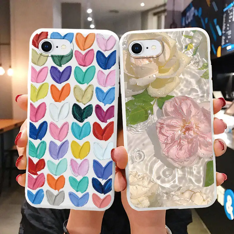 Funda para iphone 6, 6S, 7, 8 Plus, SE 2020, 2022, X, XS, MAX, XR, 11, 12 Pro Max, Mini funda de teléfono con flores pintadas - imagen 4