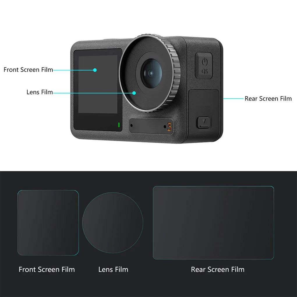 Película de lente de pantalla de cámara deportiva de vidrio templado, reemplazo de alta transparencia, Protector transparente de videocámara - imagen 2