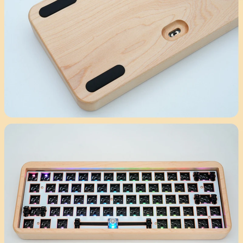 MiFuny-Kit de teclado inalámbrico de madera de nogal, SKY64 Teclado mecánico de madera de arce, Bluetooth GH60 %, modo triple personalizado, intercambio en caliente, RGB - imagen 5
