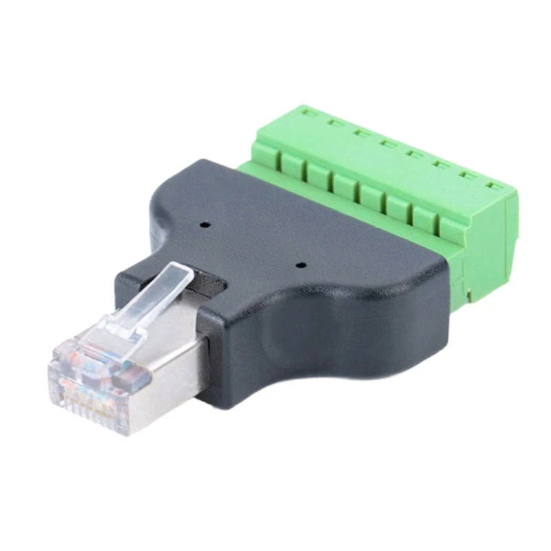 Nuevo 1 Uds rj45 macho a 8 pines adaptador de red de terminal de tornillo Rj45 hembra a bloque de terminales de tornillo conector 8p para CCTV DVR - imagen 2
