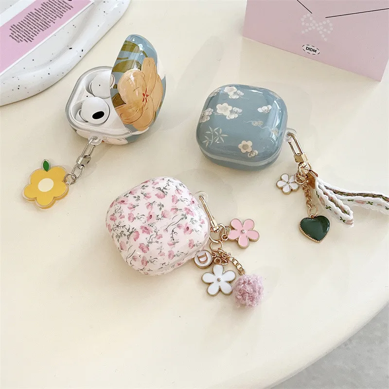 Para Samsung Galaxy Buds Core / Buds FE funda bonita flor encanto colgante Samsung Galaxy Buds2 Pro funda protectora transparente suave - imagen 3