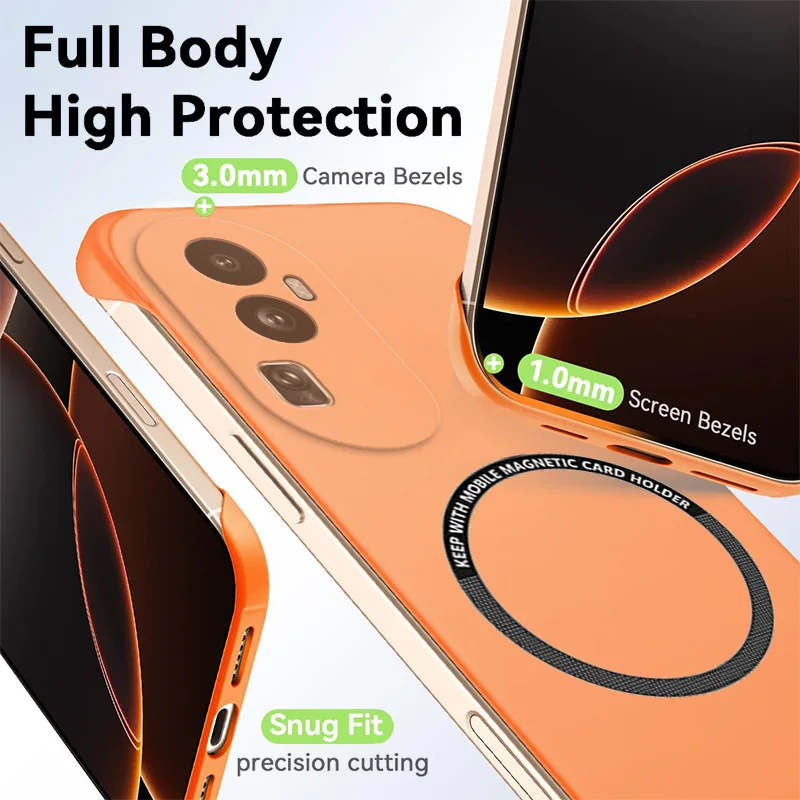 Fundas de teléfono magnéticas delgadas para OPPO Reno10 Reno 10 Pro Plus, cubierta dura de PC antiarañazos, armadura a prueba de golpes de China Reno10Pro - imagen 4