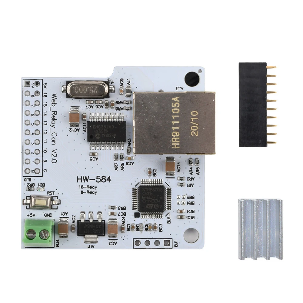 Interruptor de Control de relé Web de Red, módulo de relé de Control de enrutador WIFI P2P, 16 canales, ENC28J60, 28J60, W5100, RJ45, gestión de Internet