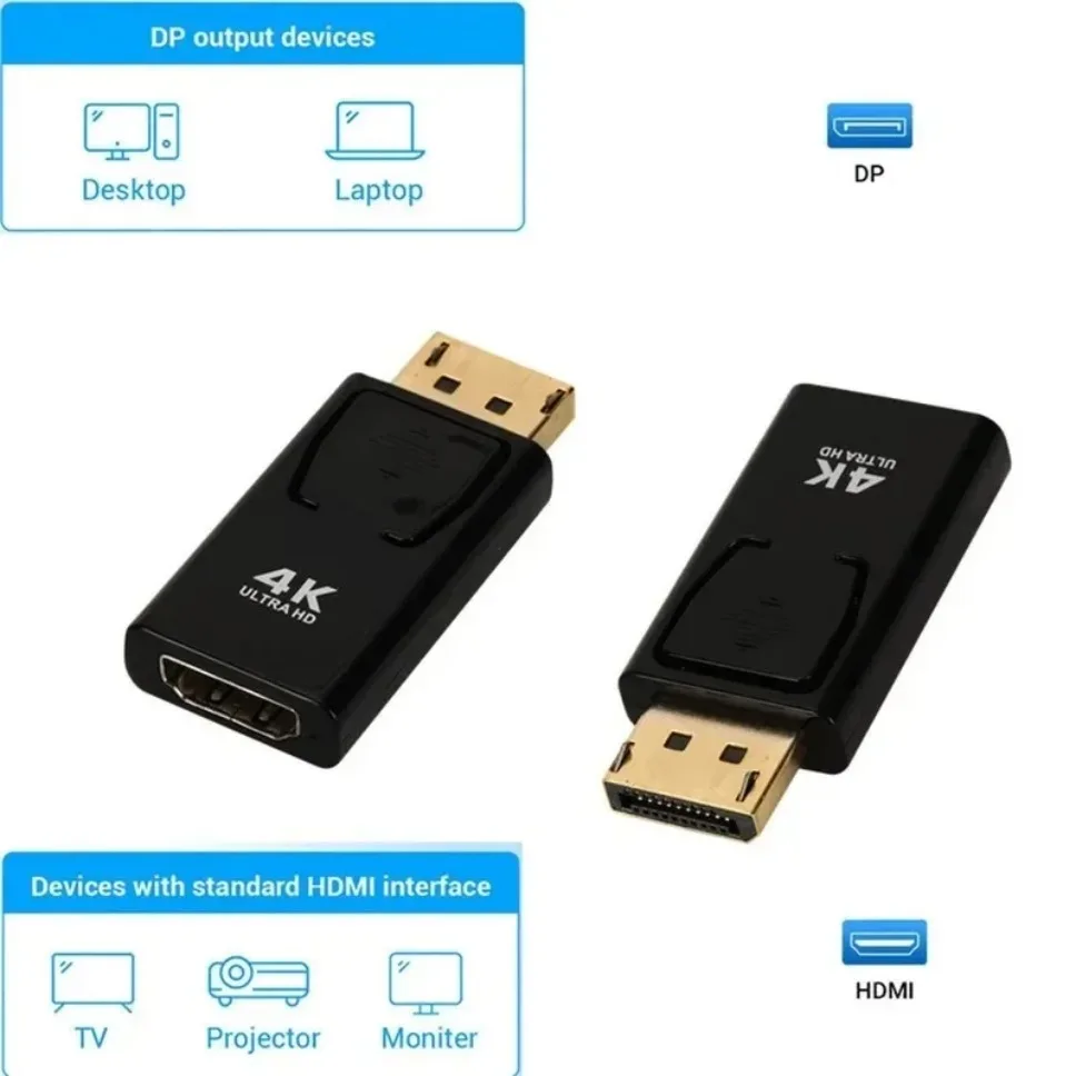 Convertidor adaptador compatible con DisplayPort a HDMI 4K/1080P - DP macho a HDMI hembra para PC/portátil/TV/proyector - imagen 2