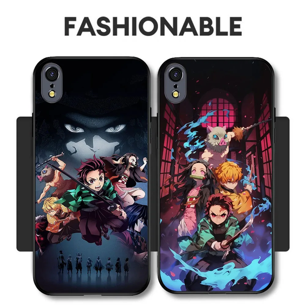 BD-25 Funda negra Demon Slayer para iPhone 5 5s 6 6s 7 8 X XS XR SE 16E Max Plus - imagen 2