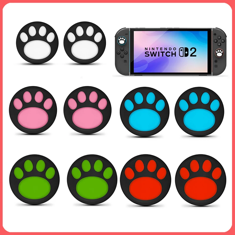 Tapa de agarre para pulgar con pata de gato, Compatible con Nintendo Switch 2, tapa de poste Vertical de silicona adecuada para accesorios Joycon Switch2, 4 Uds.