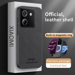 Funda Magsafe de cuero para Xiaomi Poco M7 pro 5G, soporte magnético para coche, funda dura de silicona con carga inalámbrica para teléfono, carcasa PocoM7pro