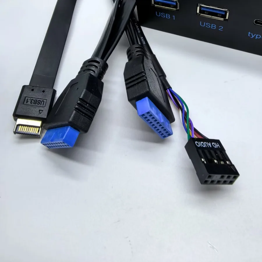 Cable de extensión de placa base de caja de host, 19P, 9 pines a 4 puertos, USB 3,0, Audio HD tipo E tipo C 3,1, Panel de barra frontal de 5,25 pulgadas - imagen 3