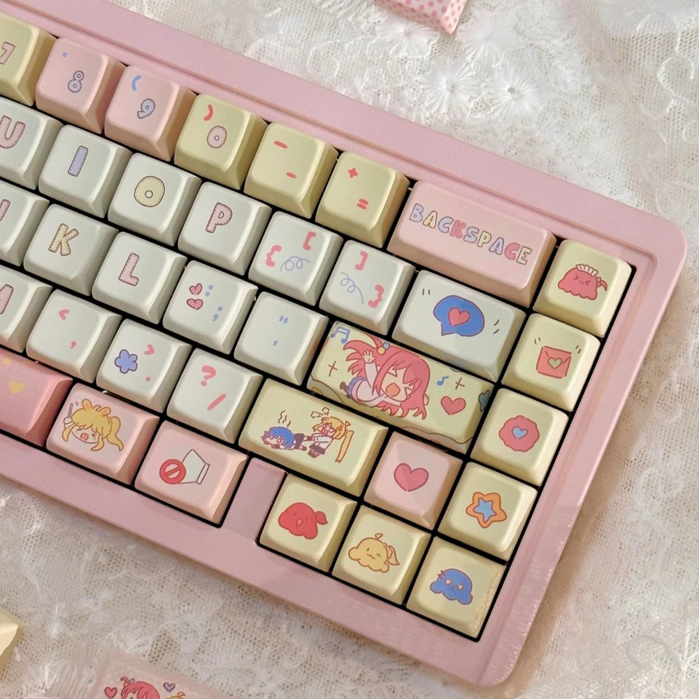 Teclas con tema Lonely Rock PBT Cherry MDA altura 149 teclas de dibujos animados de Anime compatibles con teclado mecánico 68/84/87/104