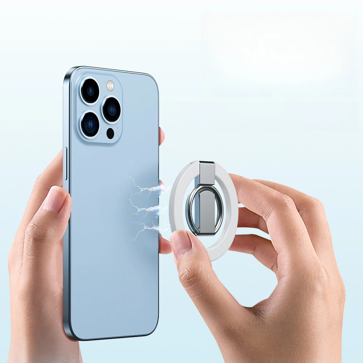 Soporte magnético para anillo de teléfono MagSafe, soporte de escritorio de Metal, soporte para teléfono móvil de aleación 360 °   Carga giratoria plegable universal - imagen 2