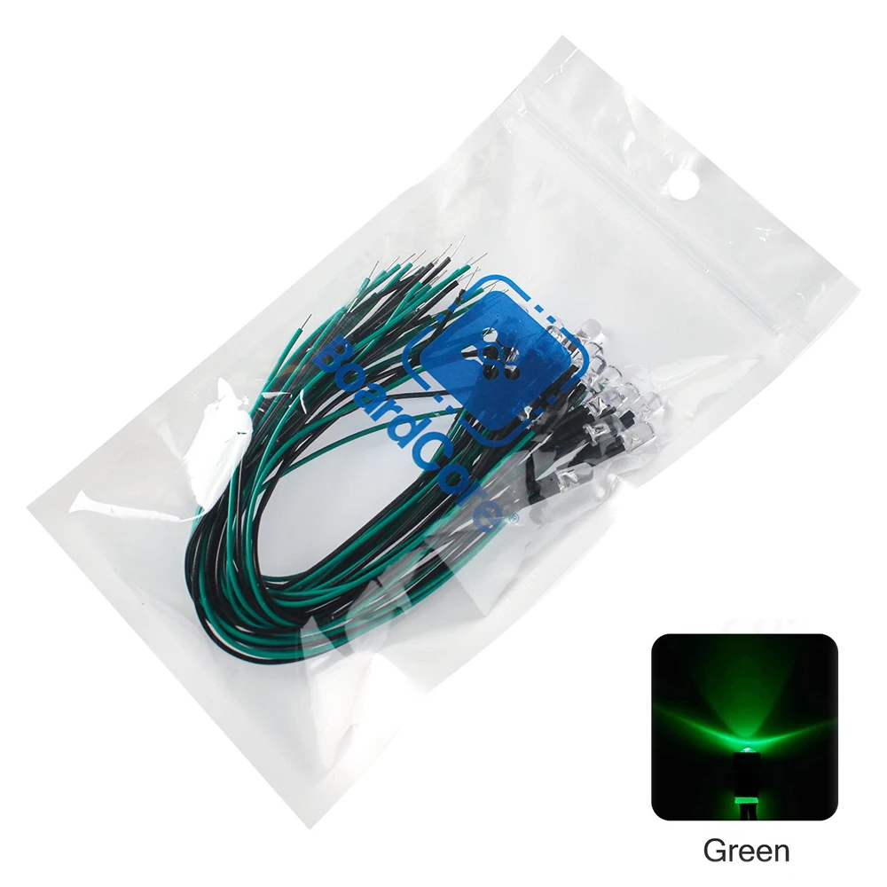 20/50 Uds. Luces de diodo LED de 5mm 20CM diodos emisores precableados de 12V lámpara F5 proyectos de bricolaje blanco rojo verde azul naranja amarillo emisor - imagen 4