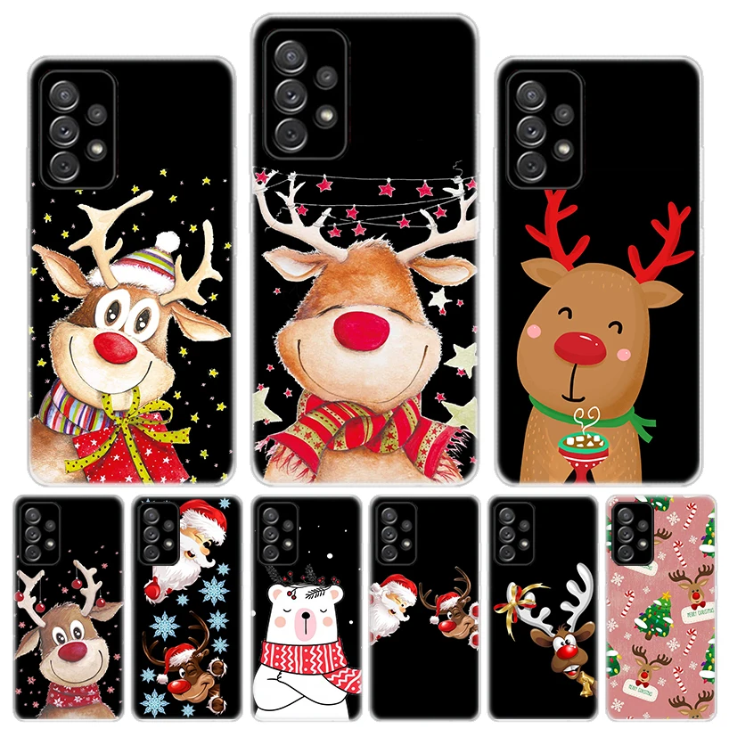 Funda de teléfono navideña con dibujos de alces y nieve para Samsung Galaxy A56 A55 A54 A53 A17 A16 A15 A14 A13 A36 A35 A34 A33 A26 A25 A24 A