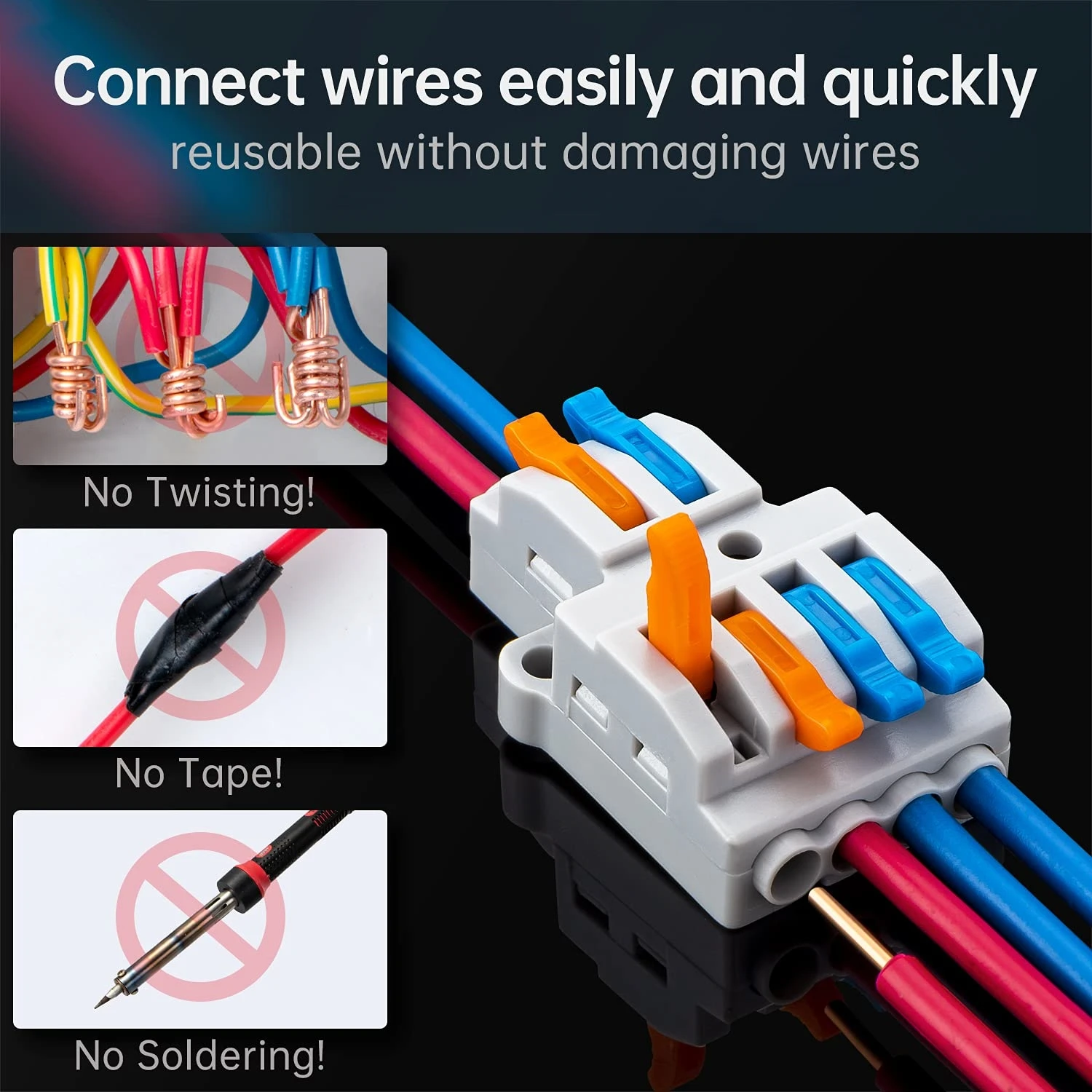 5/10 Uds conectores de cable 2 a 4 conectores rápidos compactos para cables Terminal de conector de tuerca de cable de poste para 28-12 AWG - imagen 4