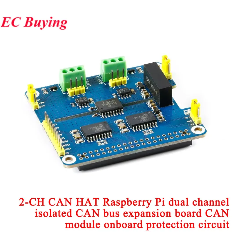 Sombrero de expansión CAN aislado de 2 canales MCP2515 SN65HVD230 circuito de protección multi integrado para Raspberry Pi STM32 RS485 CAN HAT