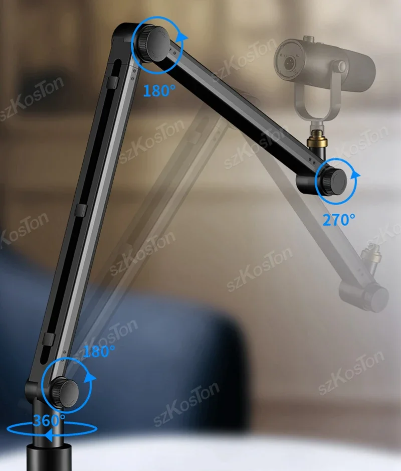 Brazo de soporte de micrófono ajustable, gestión de cables, estudio de grabación profesional para micrófono Shure SM7B MV7 AM8 K688 - imagen 3