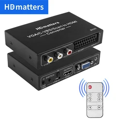 Convertidor SCART a HDMI con entradas AV y VGA para Wii y PS2