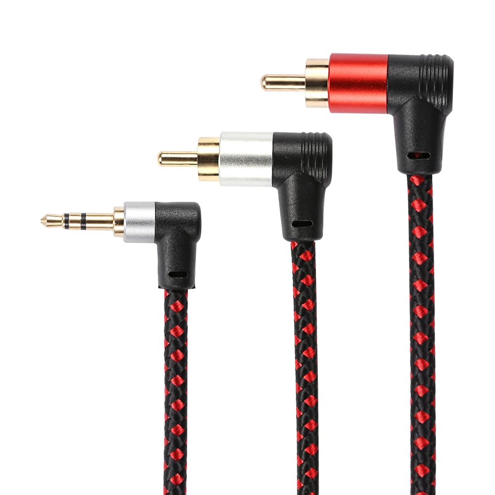 Cable RCA Macho 2 RCA Macho 90 Grados Amplificador DJ Cable Divisor Audio Estéreo Ángulo Recto AUX Y 1m/2m 3.5mm - Vista principal del producto