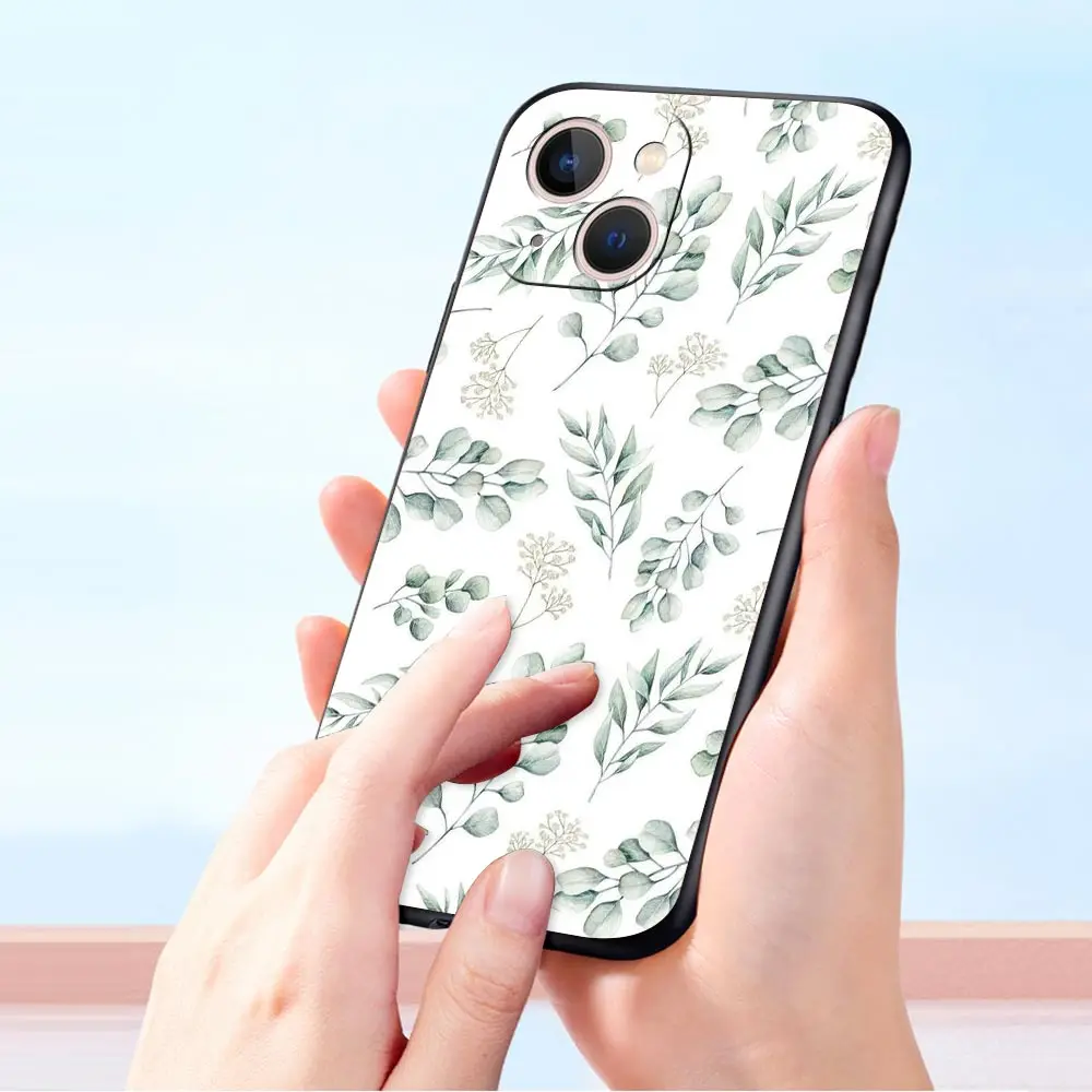 Funda de teléfono de lujo con flores elegantes para iPhone 17 Air 16 Plus 13 15 14 12 11 Pro MAX 7 8 SE, funda negra de TPU suave - imagen 5