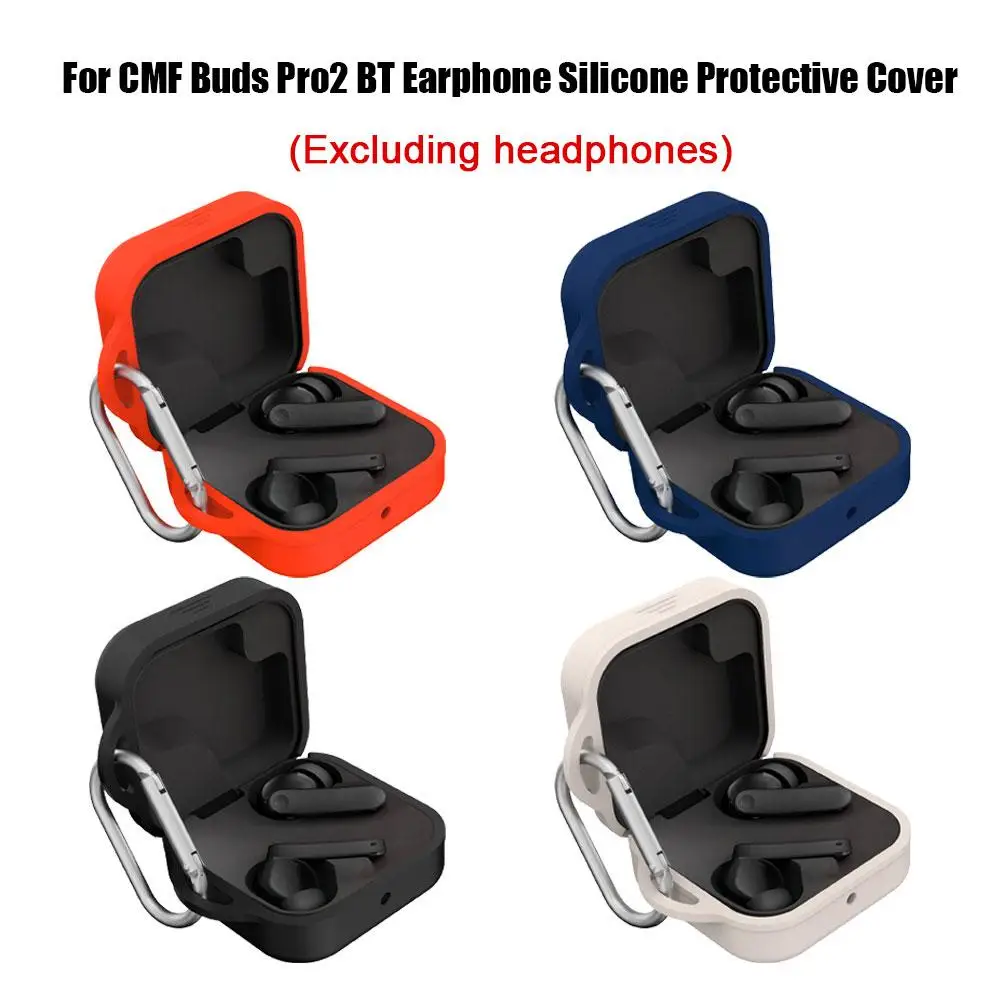 Funda protectora de silicona para auriculares Bluetooth, carcasa suave, caja de almacenamiento anticaída, accesorios simples de Color sólido para CMF Buds Pro 2 - imagen 2