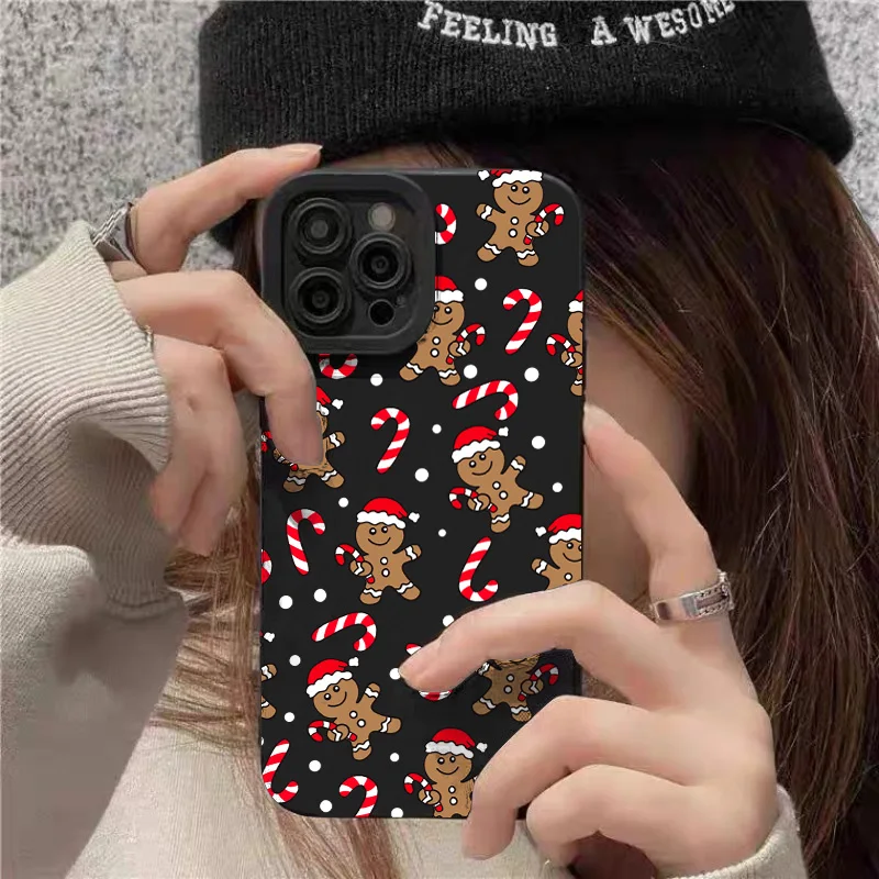 Funda de teléfono con patrón de bastón de caramelo y hombre de jengibre navideño para Xiaomi Redmi Note 14 13 12 Pro Plus 5G 12S 11 10 14C 15C 13C - imagen 4