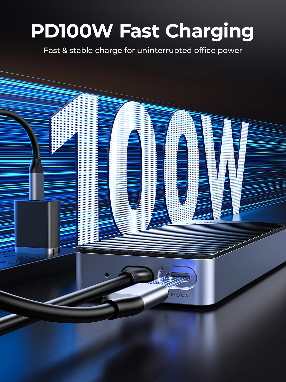 ORICO USB C HUB con carcasa SSD Estación de acoplamiento para computadora portátil con 4K 60Hz HDMI-Com 100W PD RJ45 SD/TF 10Gbps M.2 NVME SATA SSD 8TB - imagen 4