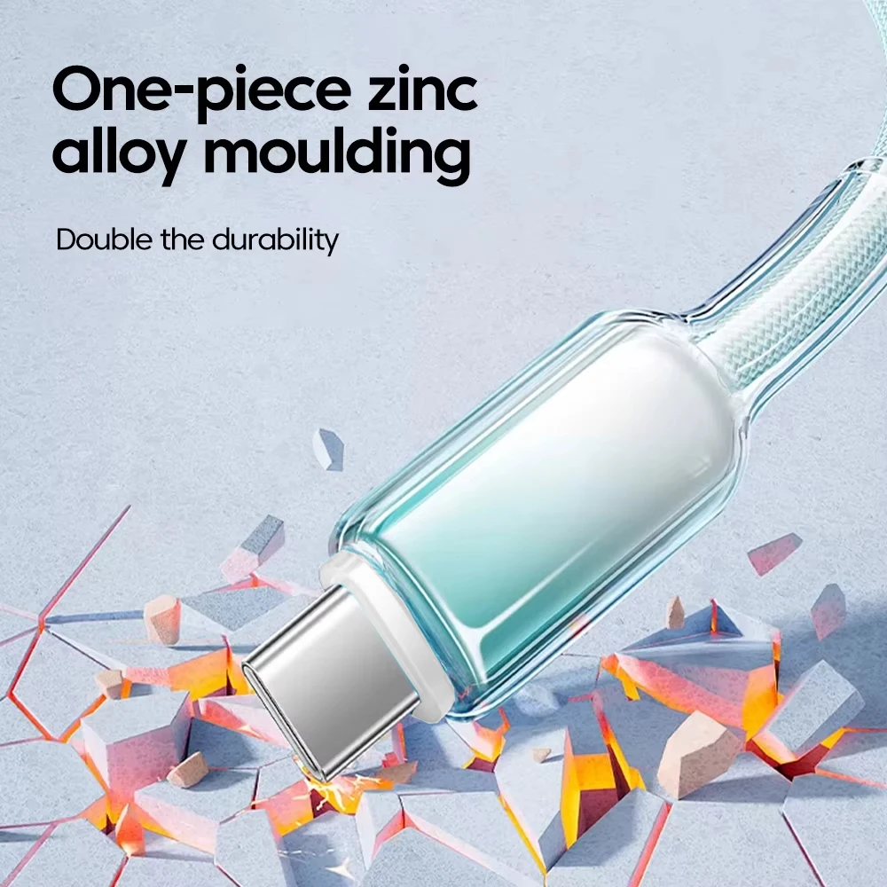 Cable NNBILI antisobrecalentamiento de 65W para iPhone 16 15 Pro Max Cable Dual tipo C de carga rápida transparente para Macbook Xiaomi Samsung - imagen 3