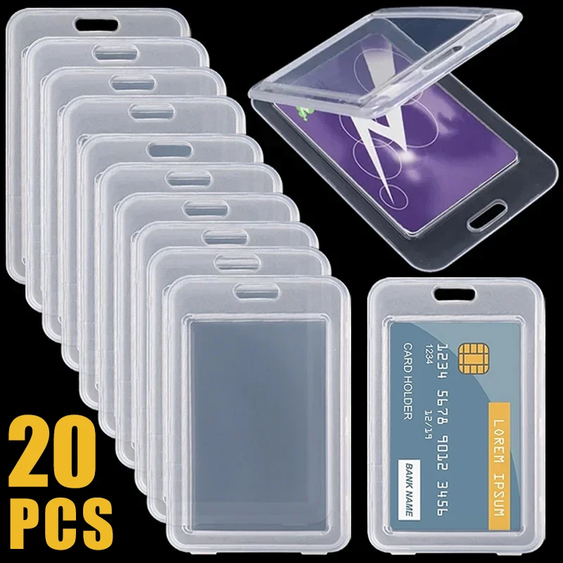 1-20 piezas cubierta transparente impermeable para tarjetas, funda rígida de plástico para tarjetas de autobús, tarjetas de crédito comerciales, funda protectora para tarjetas de identificación bancaria