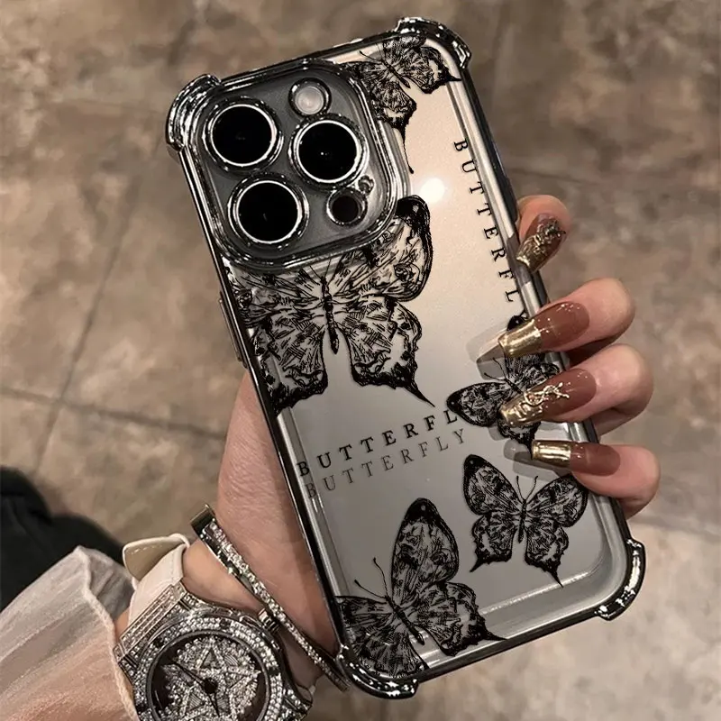 Funda chapada en color negro y morado con mariposa a la moda para Samsung S25 S24 S23 S22 S21 S20 FE Note20 Plus Ultra 4G 5G, funda anticaída - imagen 3