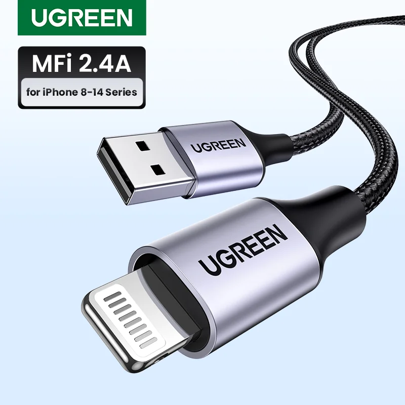 Cable Lightning UGREEN MFi – Carga Rápida 2.4A para iPhone/iPad