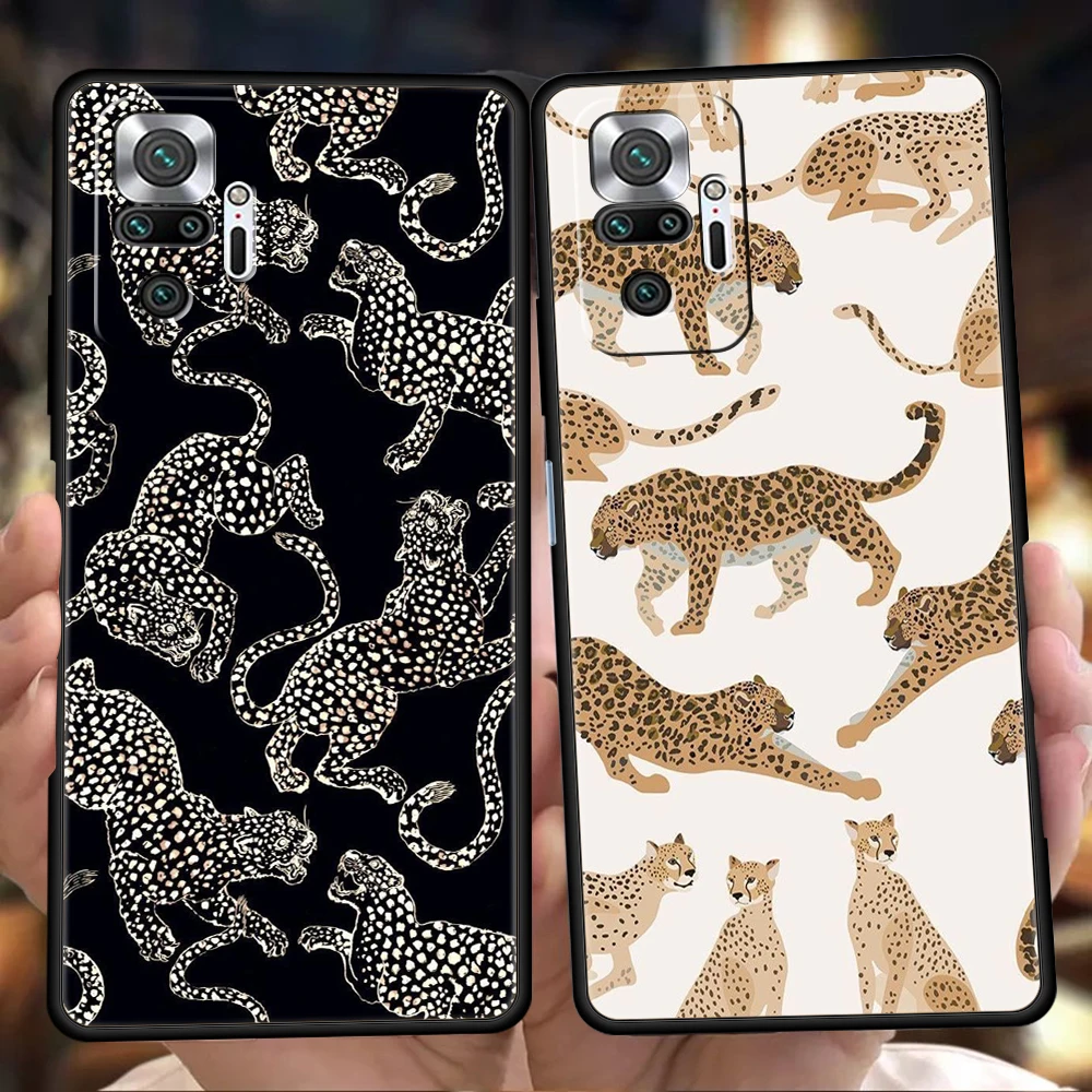 Funda de teléfono con ojos de leopardo florales para Xiaomi Redmi Note 14 5G 13 12 10 11 Pro Plus 4G 14C 13C 12C 10C 9C funda suave de TPU