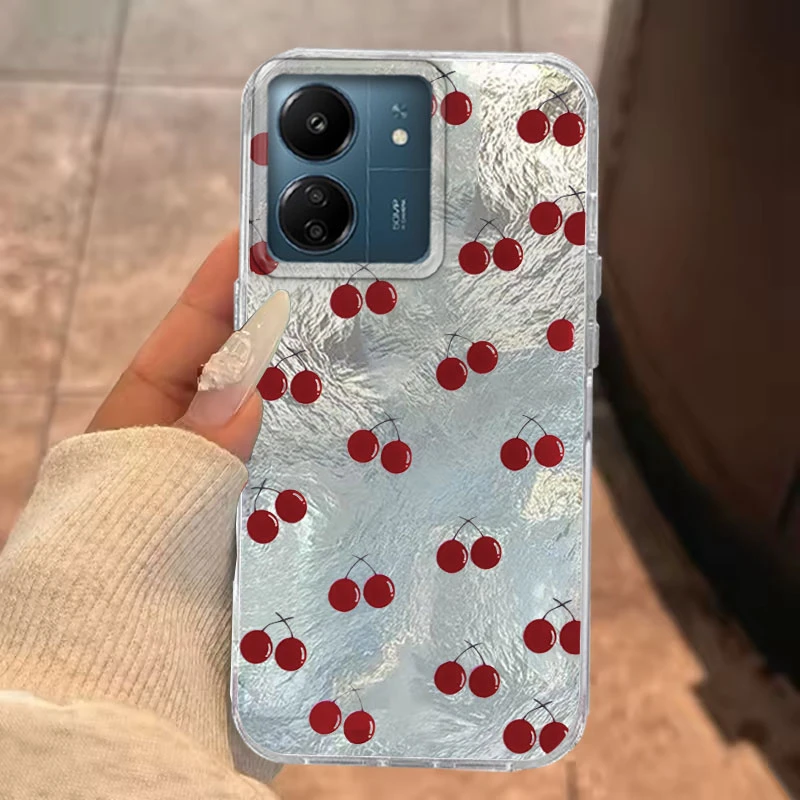 Para Xiaomi Poco X3 X5 M6 M2 Pro X6 M5S C61 C65 funda de teléfono lindo estampado de cereza patrón de vórtice funda protectora Simple de moda - imagen 3