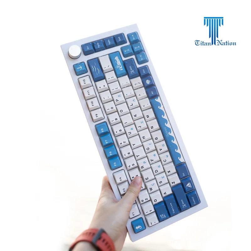 Teclado mecánico de sublimación térmica de altura de fábrica, teclas con tema Titan Nation, Santorini, 2024 teclas, Pbt, Original, 134 - imagen 5