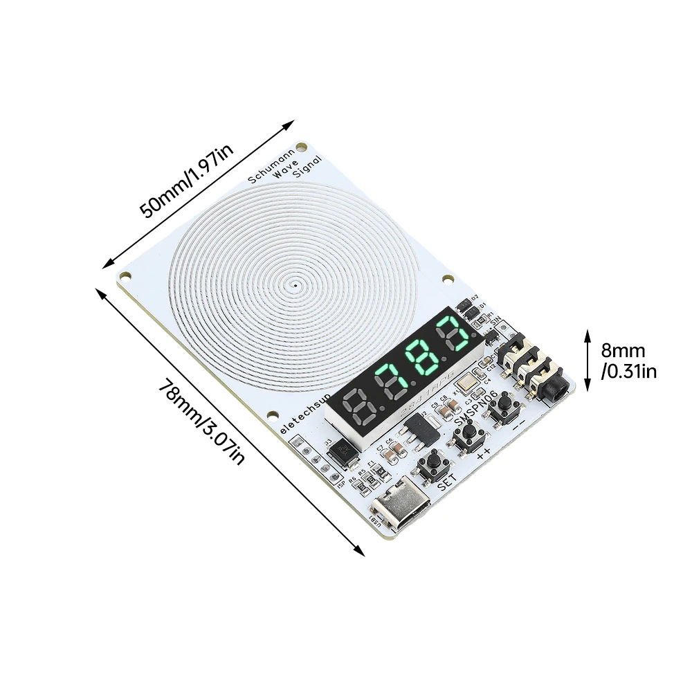 Generador de señal de resonancia Schumann de onda sinusoidal ajustable de 0,01–9999Hz Pantalla LED verde de 4 dígitos Resonador de audio Interfaz de TYPE-C - imagen 5